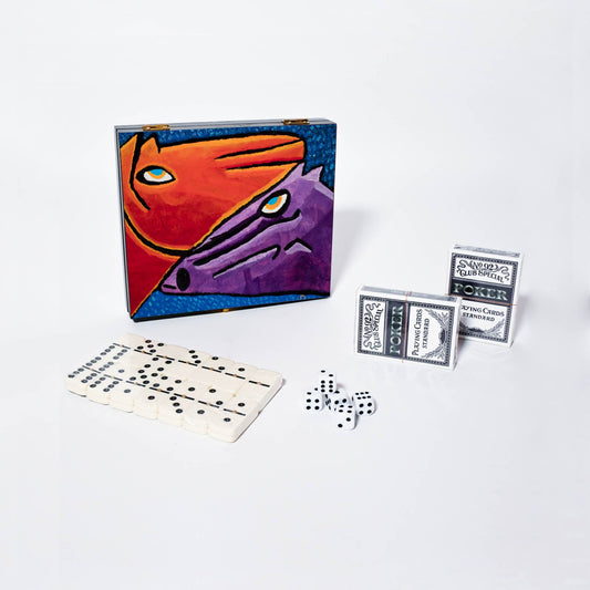 Juego de dominó y cartas "Dos caballos"