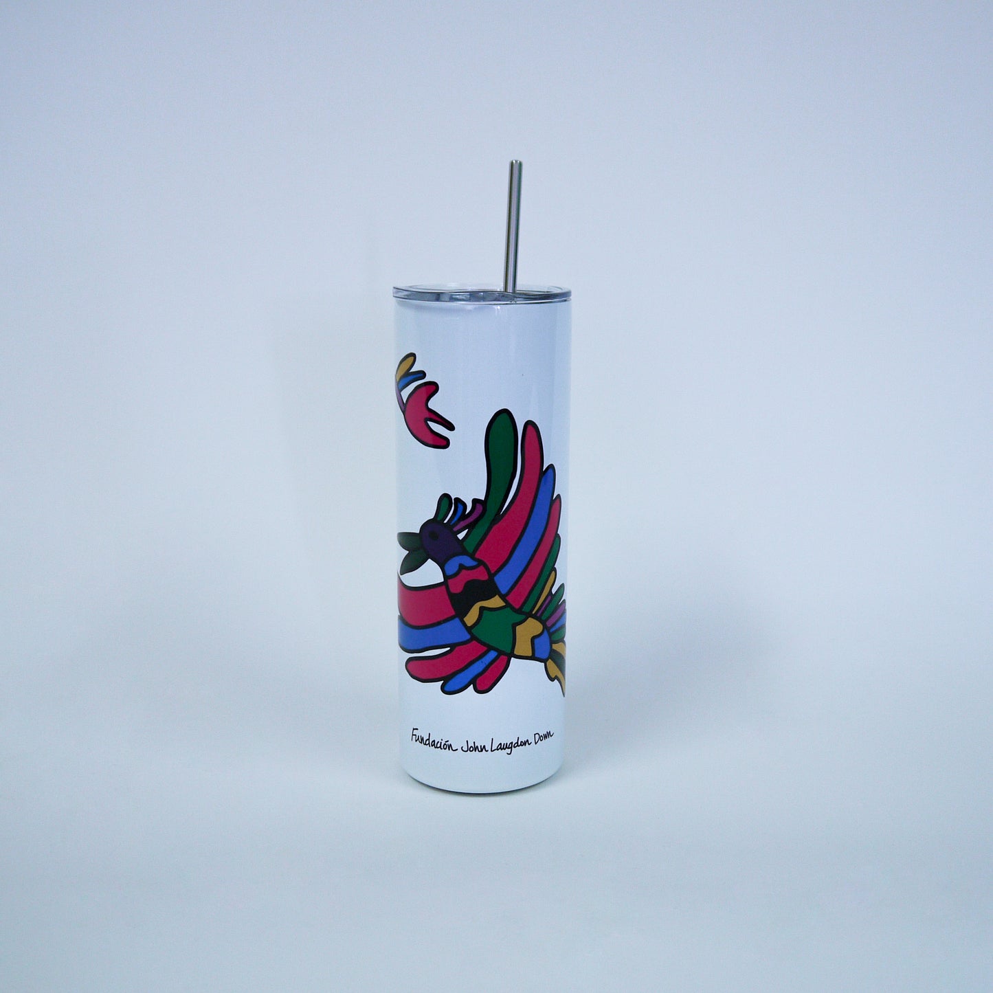 Termo con popote "Pájaro Tropical"